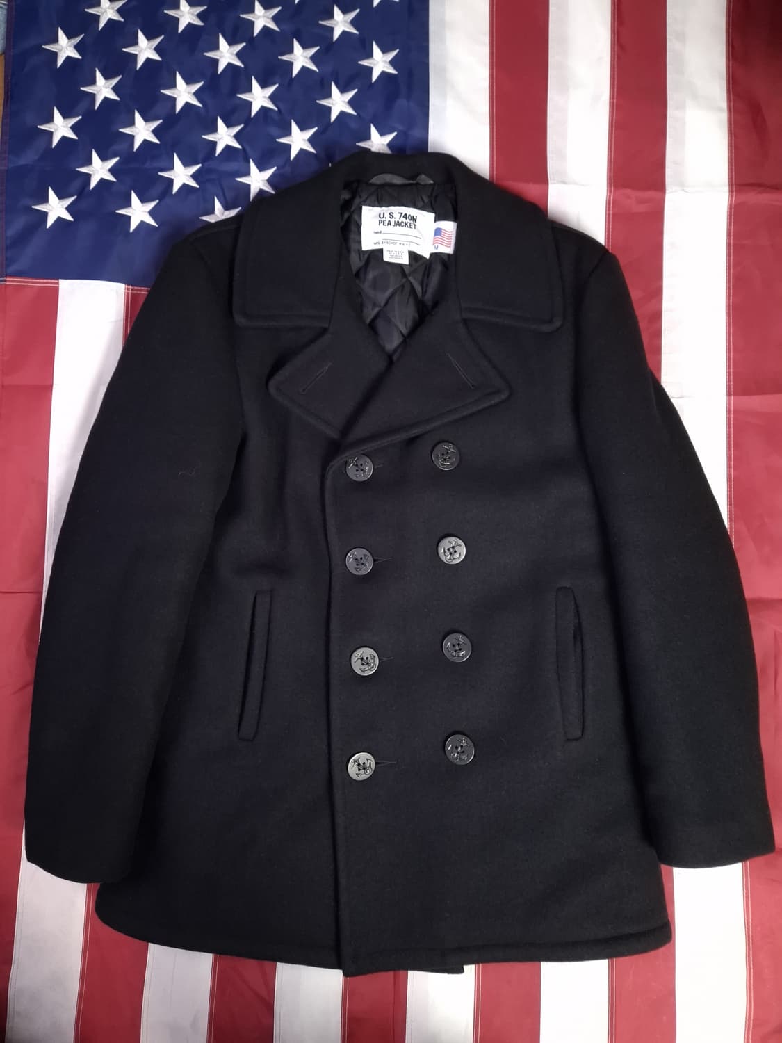 새제품 오리지날 신형 미국제조 미해군 TYPE 쇼트사 울 싱글 피코트 상품이미지2