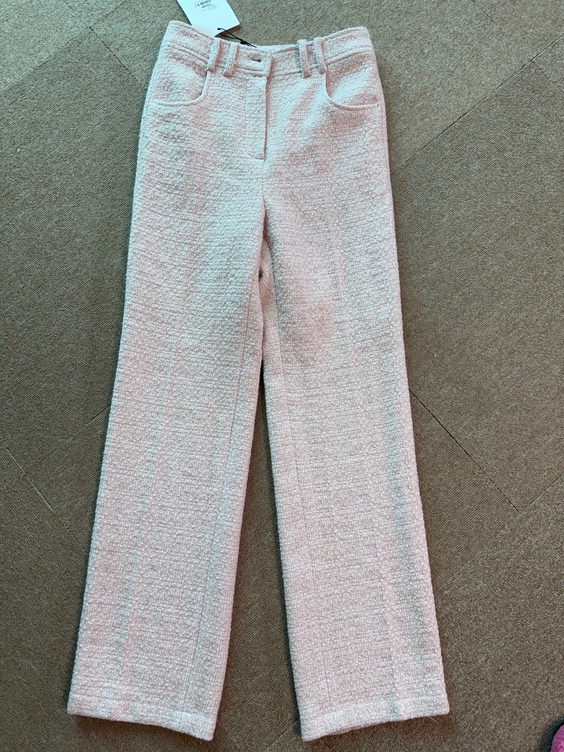 Grove연핑크 트위드 슬렉스  마른 55   새상품 상품이미지1