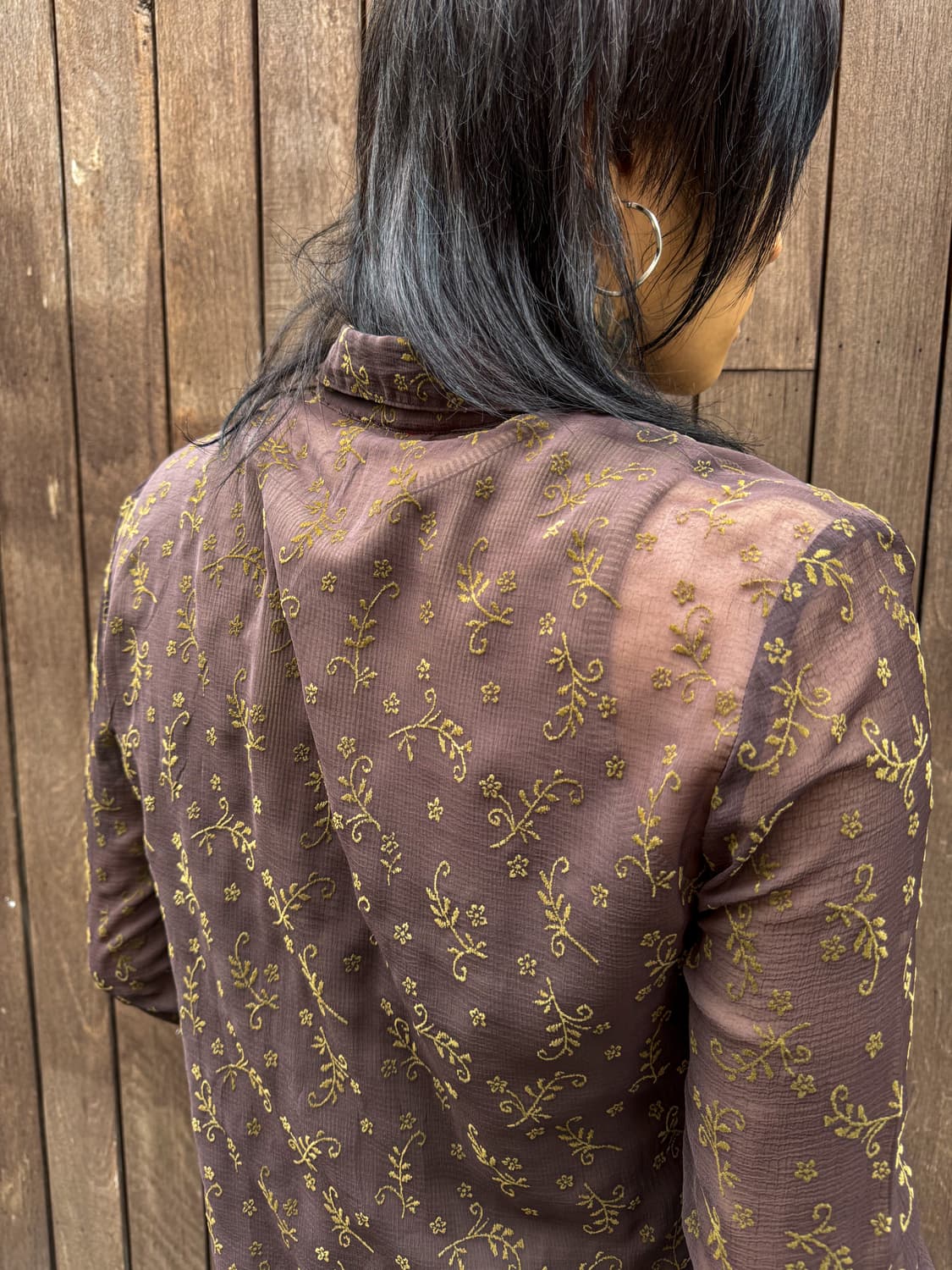 Sheer Floral Embroidery Shirt 상품이미지4