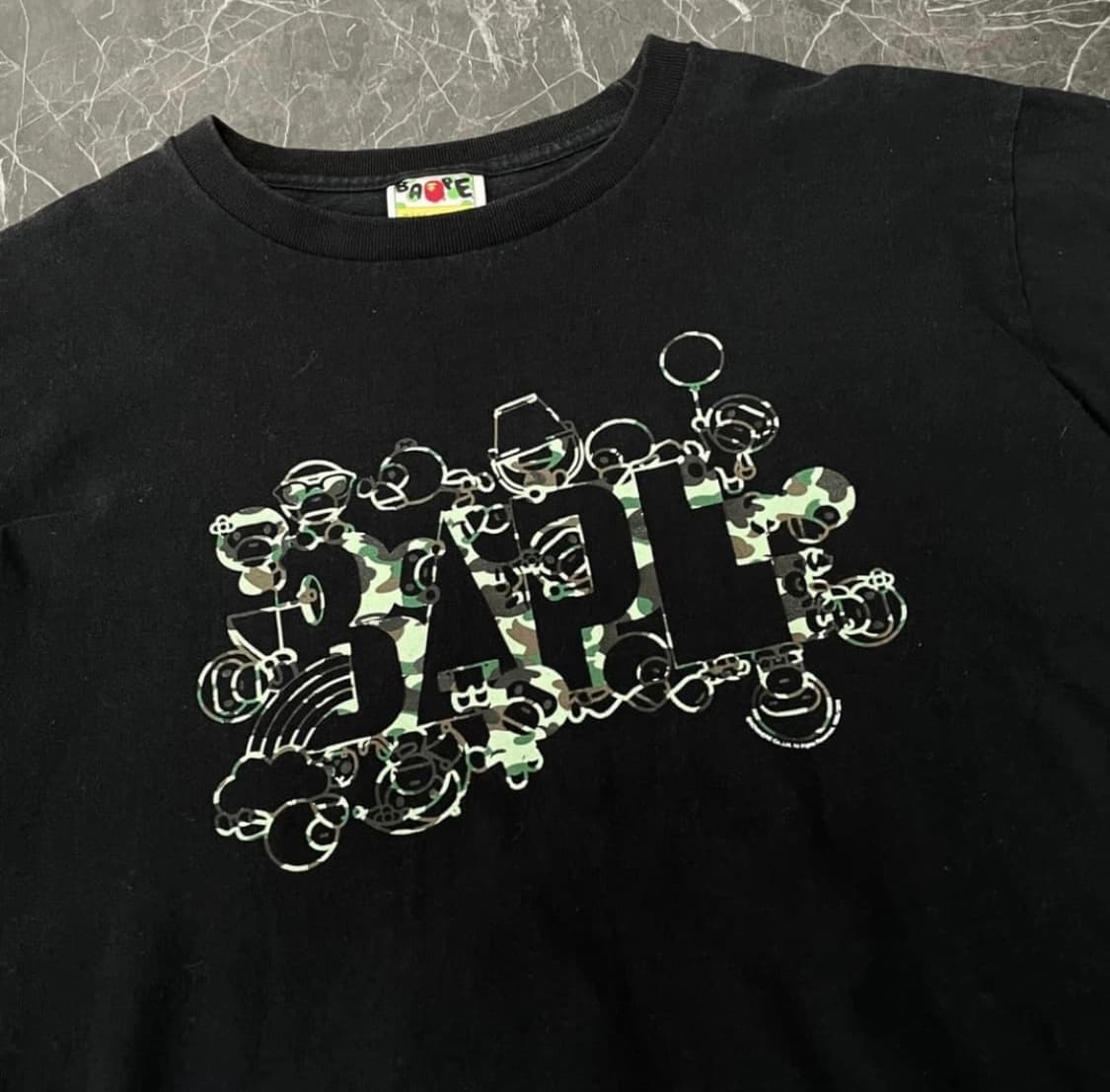 Bape 카모 레터링 티셔츠 L 상품이미지3