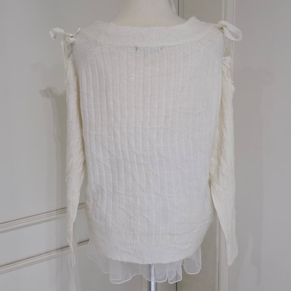 INGNI 일본빈티지)숄더리본포인트 아이보리 로맨틱 모리걸 니트 상품이미지4