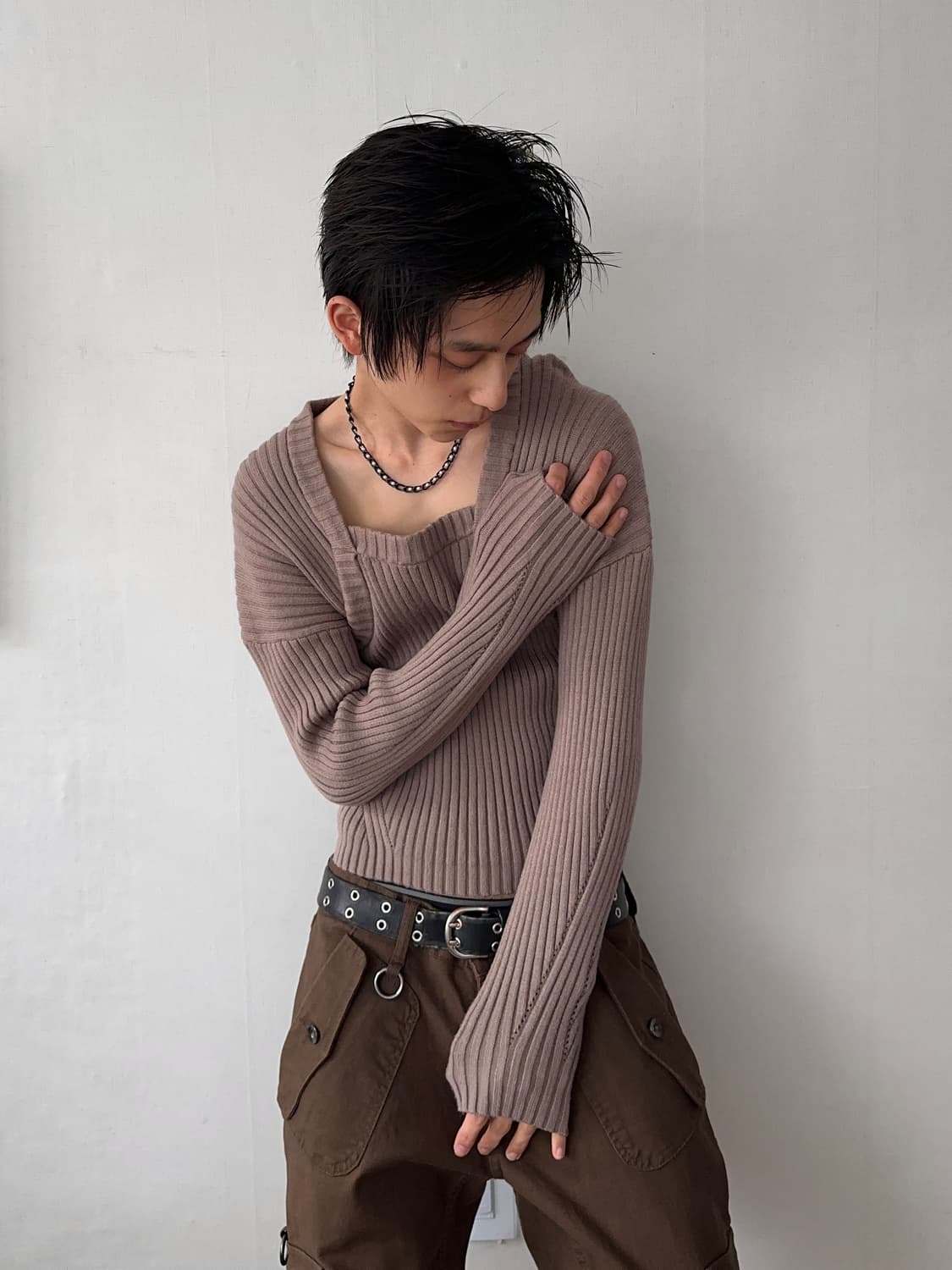 Azul by Moussy 스퀘어 넥 루지 니트 상품이미지3