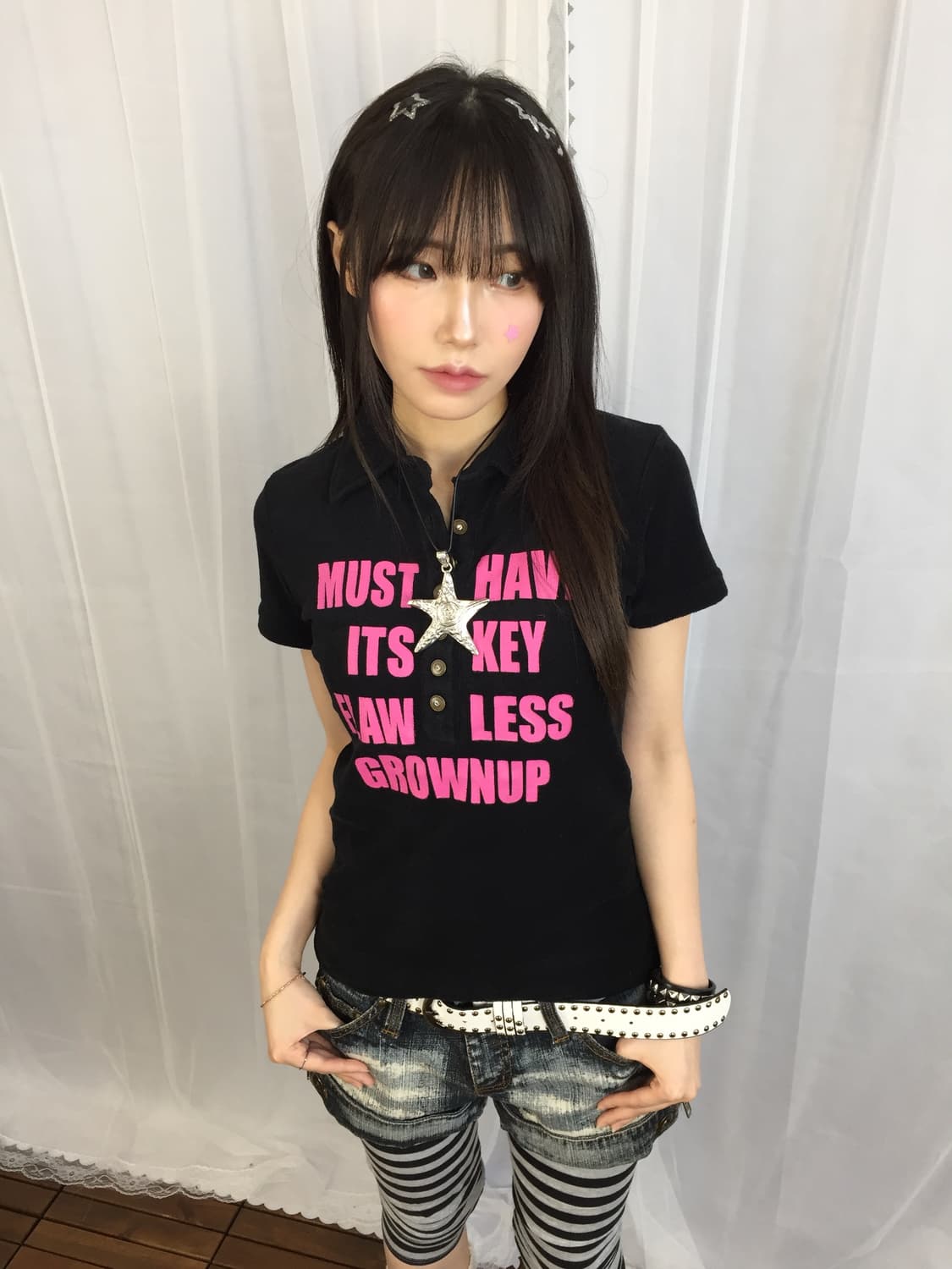 Jpn Hot Pink Lettering Black Terry Top 상품이미지2