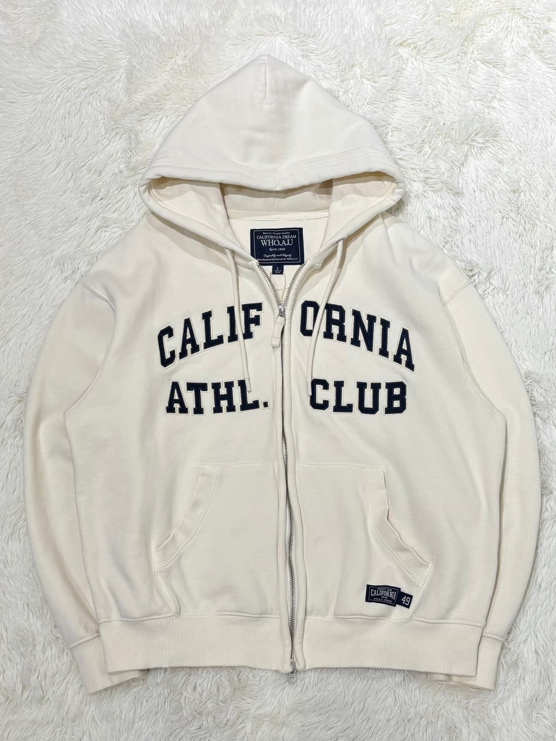 후아유 빅로고 크림 투웨이 후드집업 상품이미지4