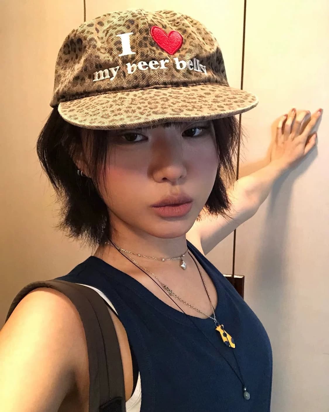 레오파드 레터링 자수 일차챙 볼캡 상품이미지4