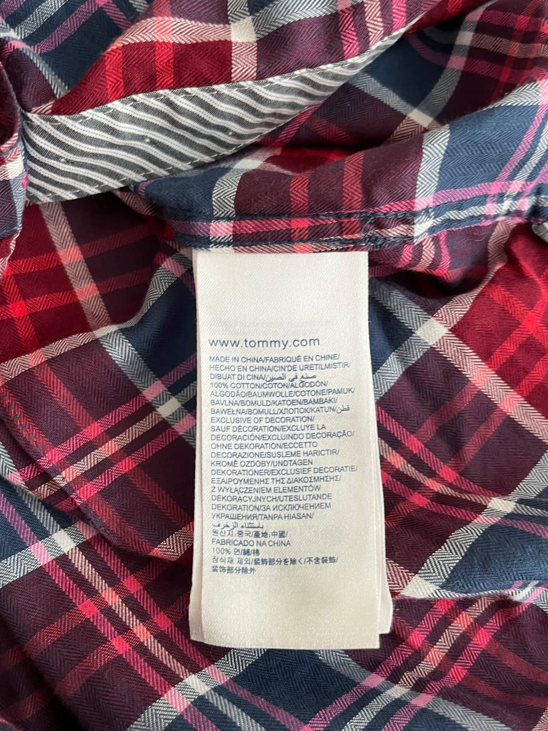 S) 타미힐피거 여성 피티드 체크 셔츠 와인 상품이미지5