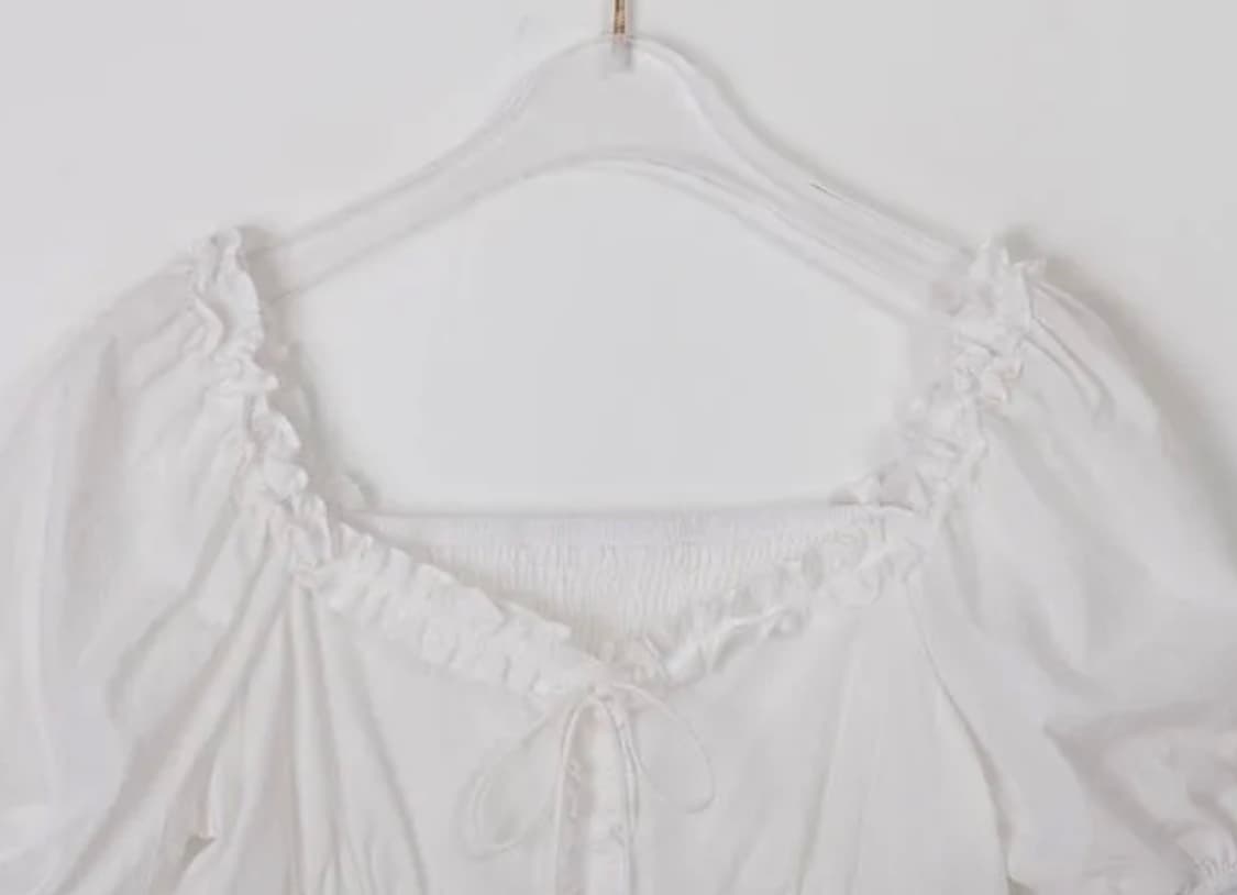 화이트 레이스 리본 크롭 블라우스 상품이미지3