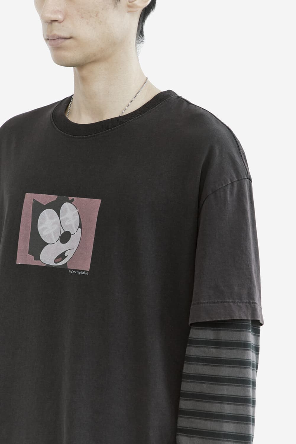 폴리테루 1/2 그래픽 티셔츠 캐피탈리스트 워시드 블랙 3 사이즈 상품이미지3