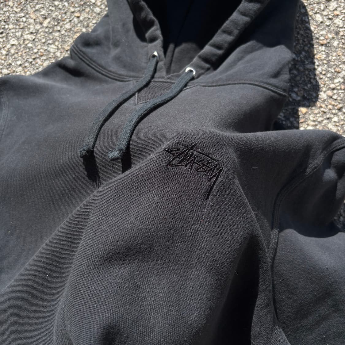 STUSSY 스투시 스탁로고 블랙 스웻 후드티 상품이미지3