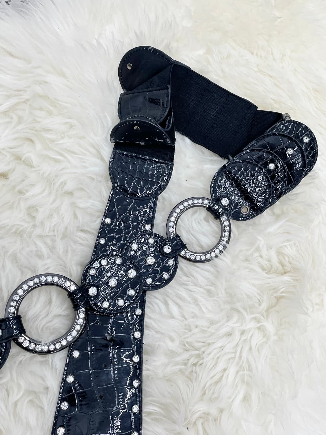 락시크 큐빅 디테일 와이드 벨트 상품이미지5