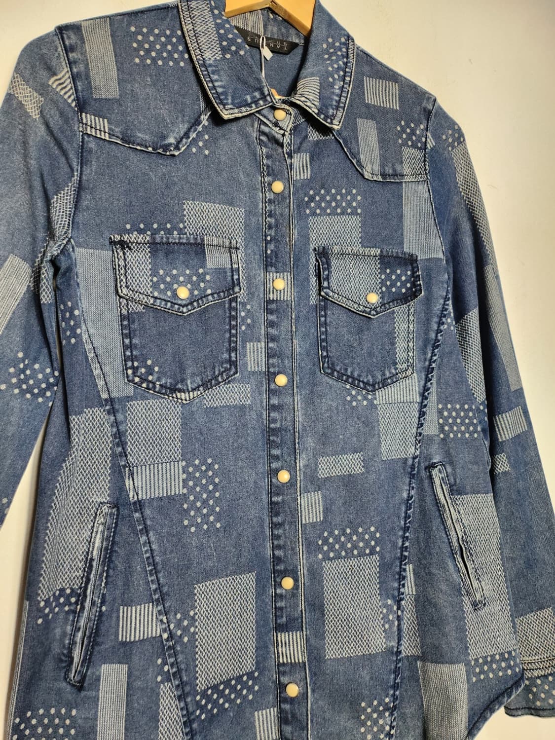 빈티지 패턴 데님 셔츠 상품이미지3