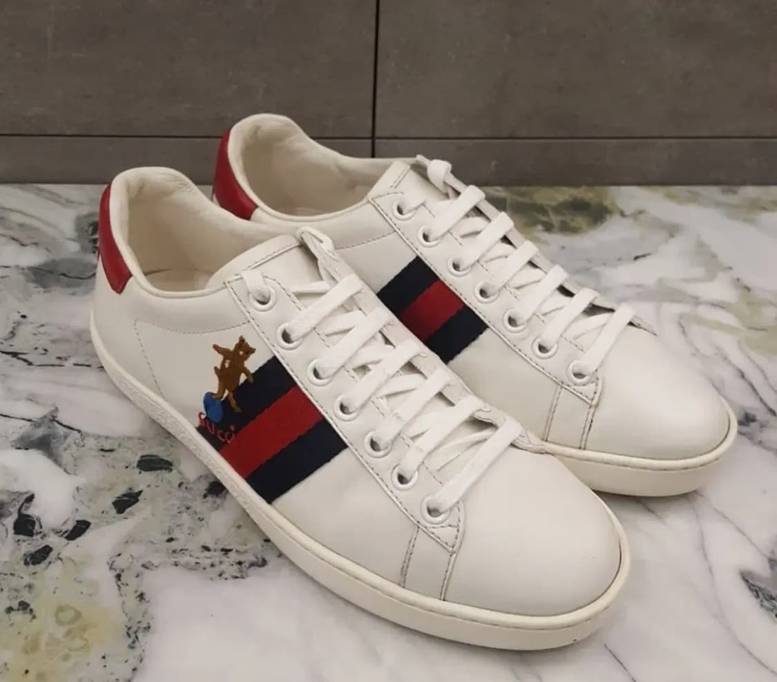 구찌에이스 플라워 스니커즈 37 240 운동화 화이트자수 테디 곰돌이 상품이미지1