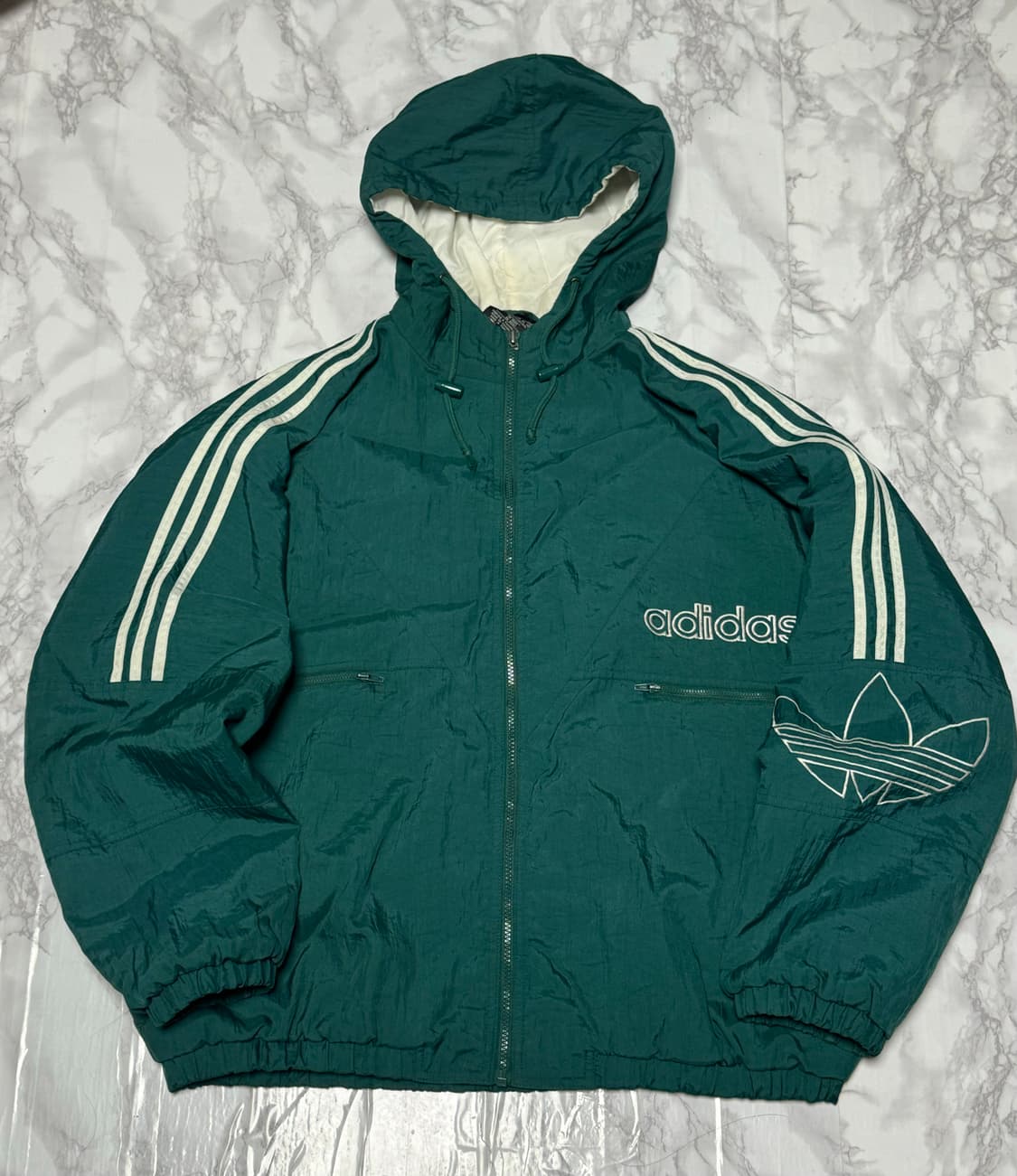 아디다스 심선 빅로고 딥그린 바람막이 점퍼 자켓 올드스쿨 상품이미지1