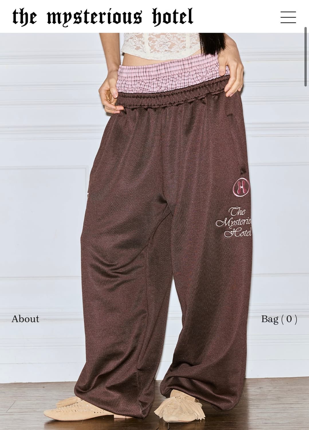미스테리어스호텔 레이어드팬츠 브라운핑크 상품이미지1