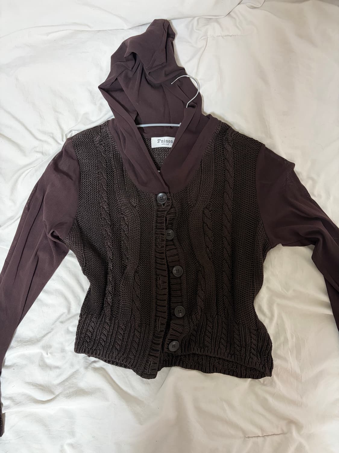 빈티지 시스루 니트 후디 가디건 상품이미지1