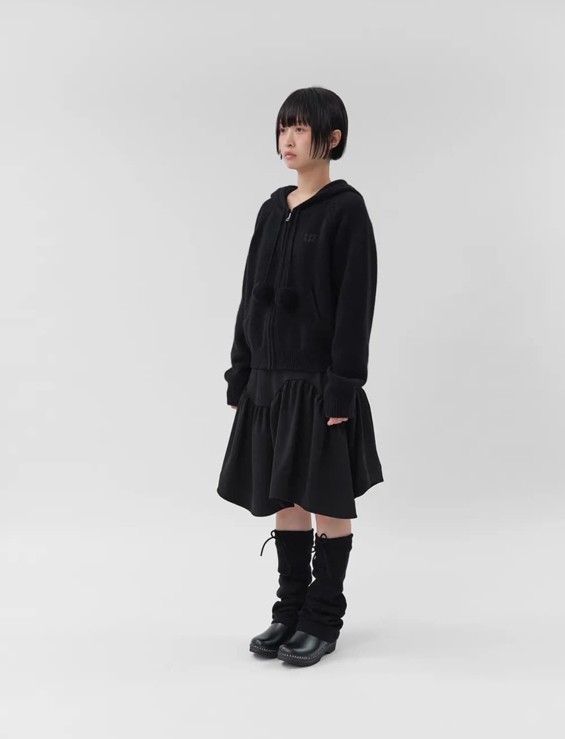 복복 폼폼 니트 집업 - 블랙 상품이미지2