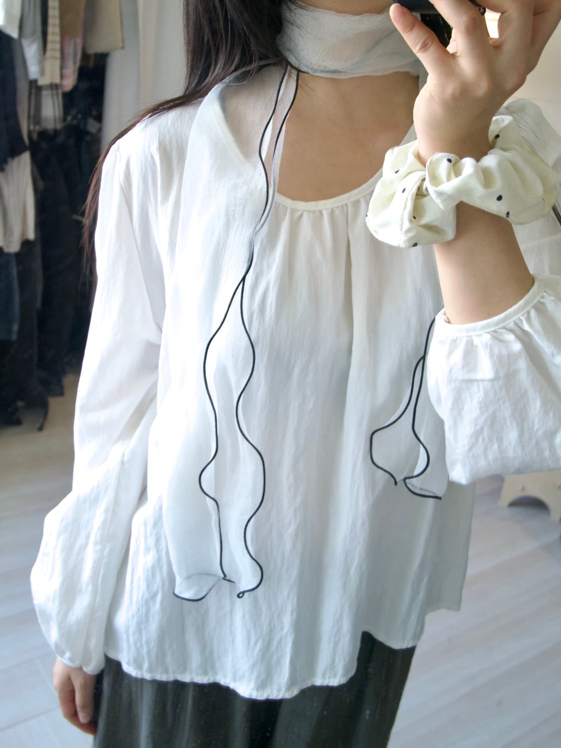shirr white scarf  상품이미지5