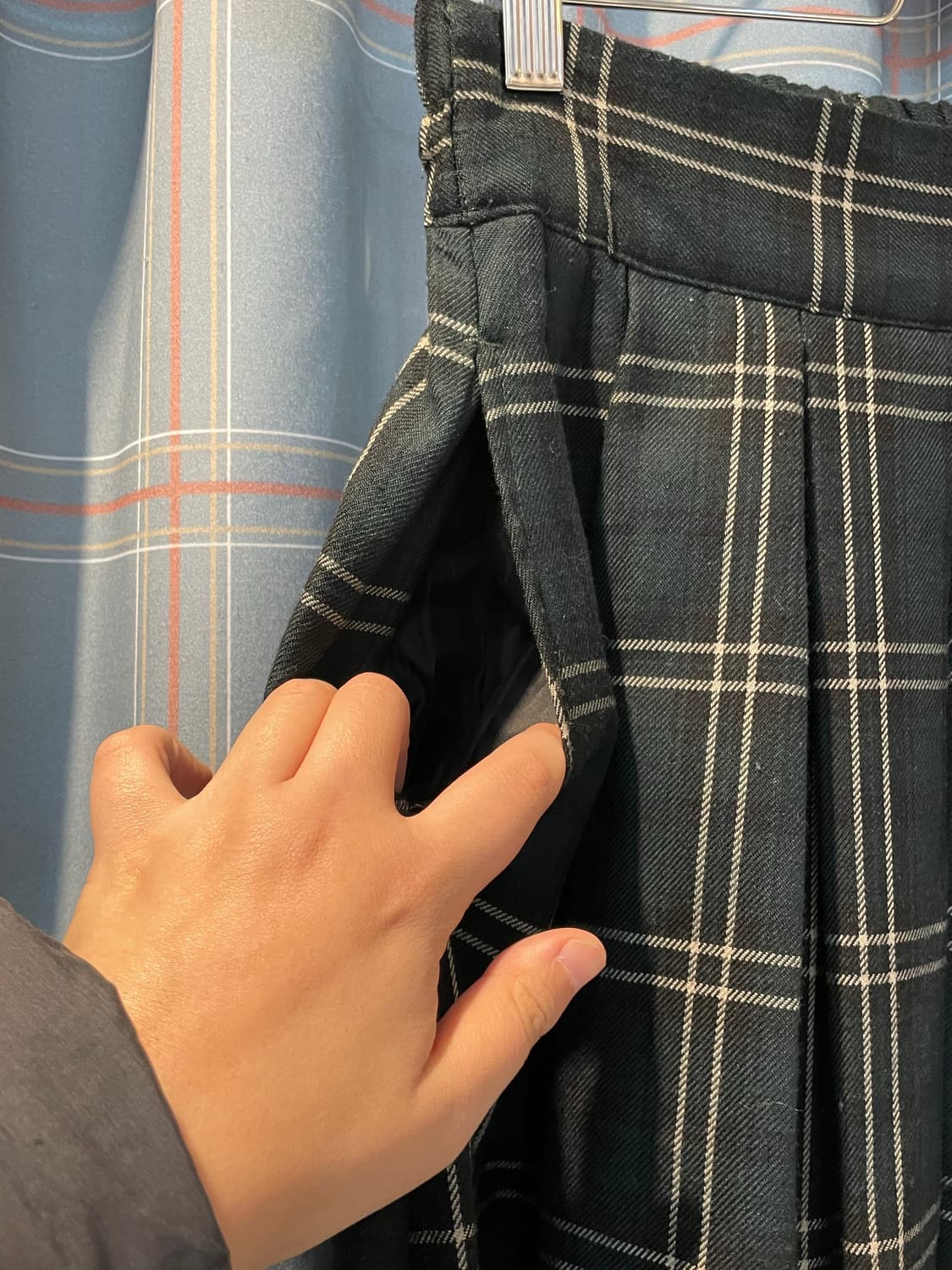 일본빈티지 체크 롱스커트 상품이미지2