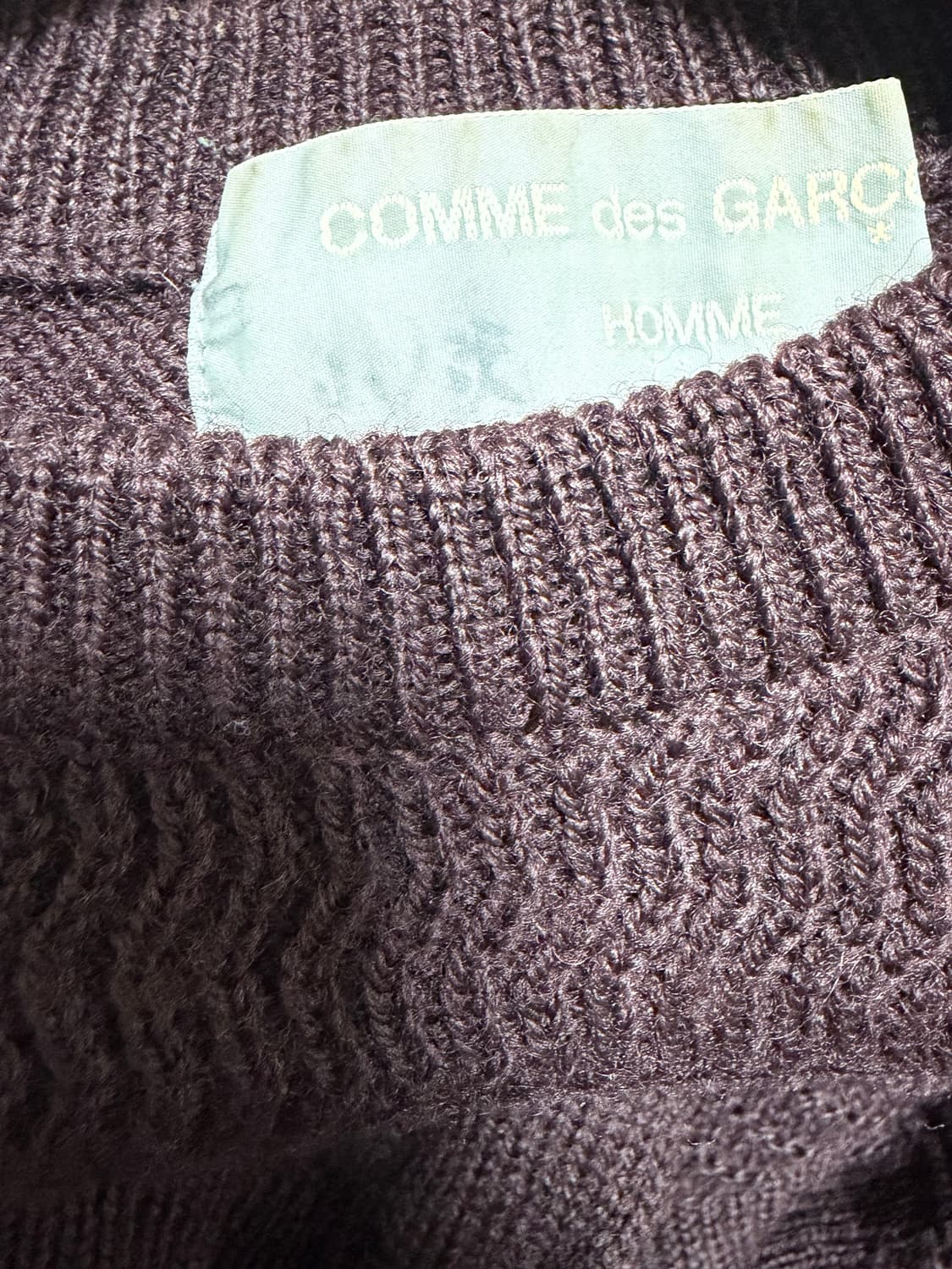 빈티지 80s 꼼데가르송 옴므 패치워크 니트 다크 브라운 상품이미지5