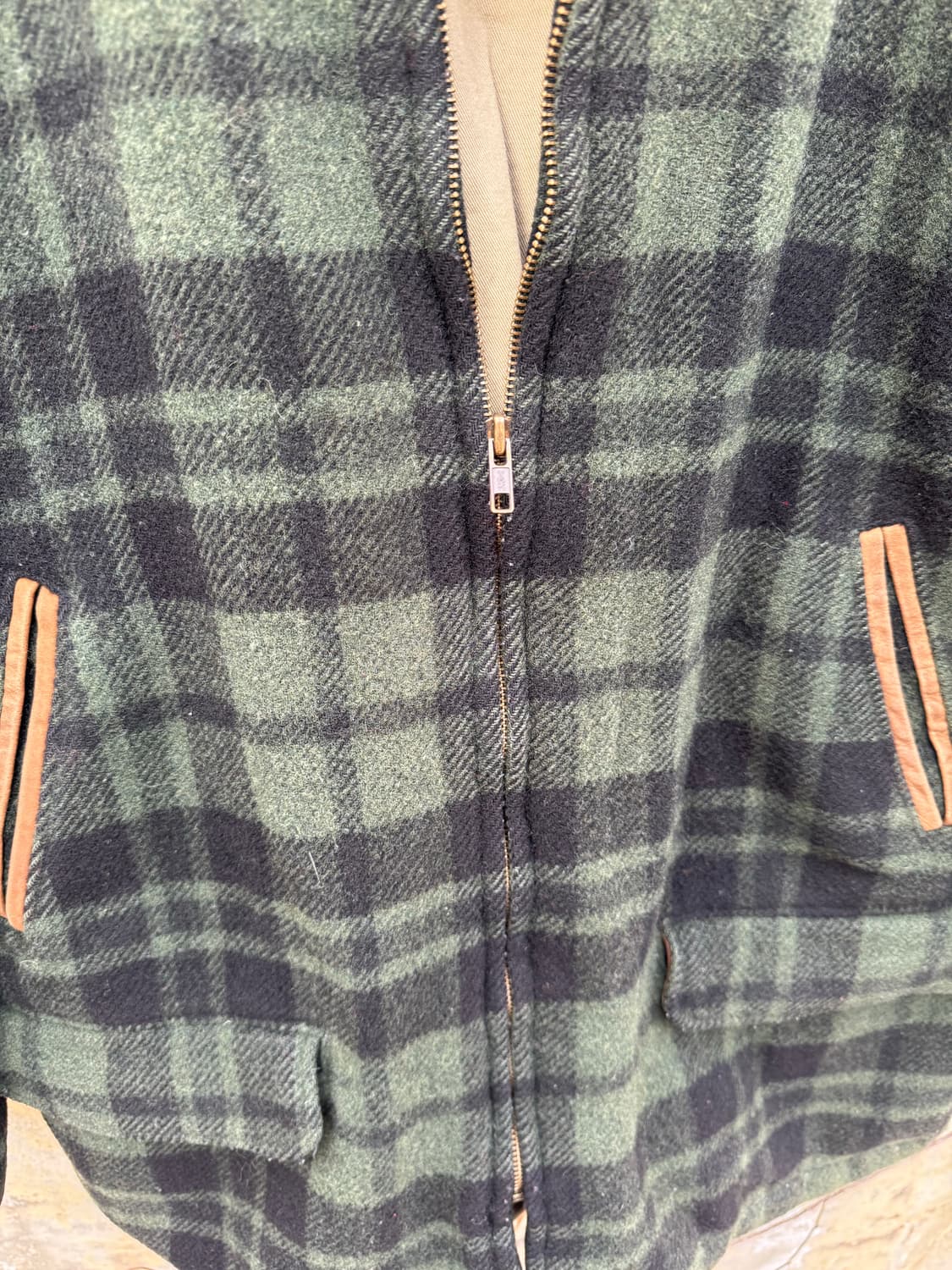80s 브룩스브라더스 빈티지 타탄체크 레더 코트 자켓 상품이미지5