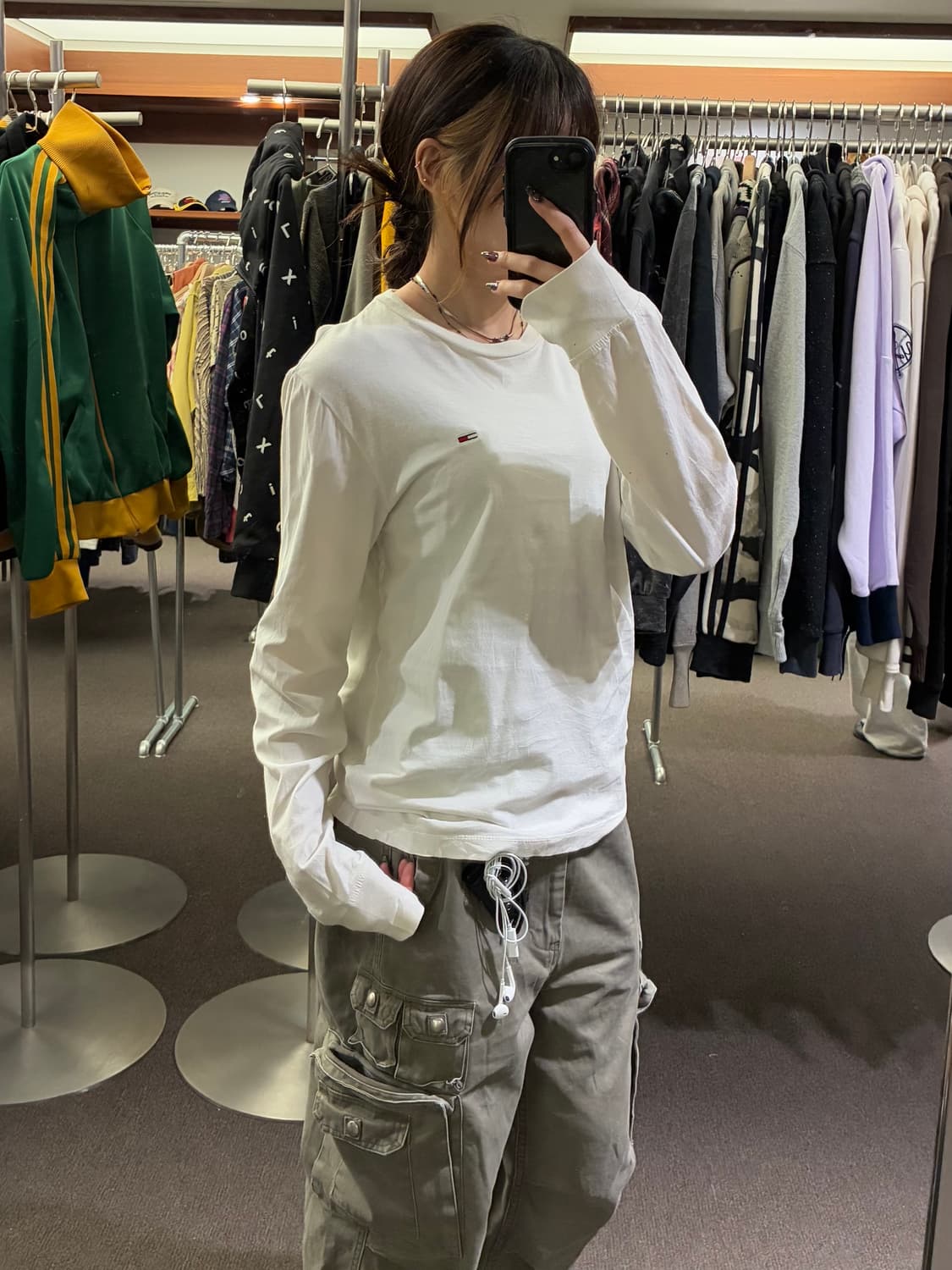 S)Tommy Jeans 빈티지 화이트 크루넥 긴팔 상품이미지2