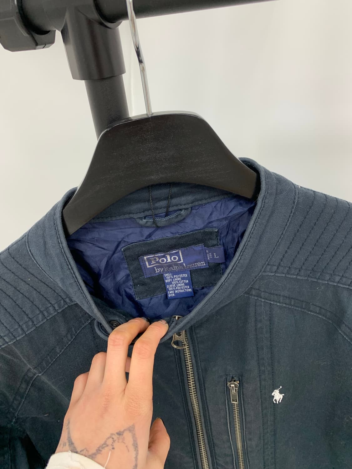 폴로 딥네이비 바이커 스타일 블루종 상품이미지4