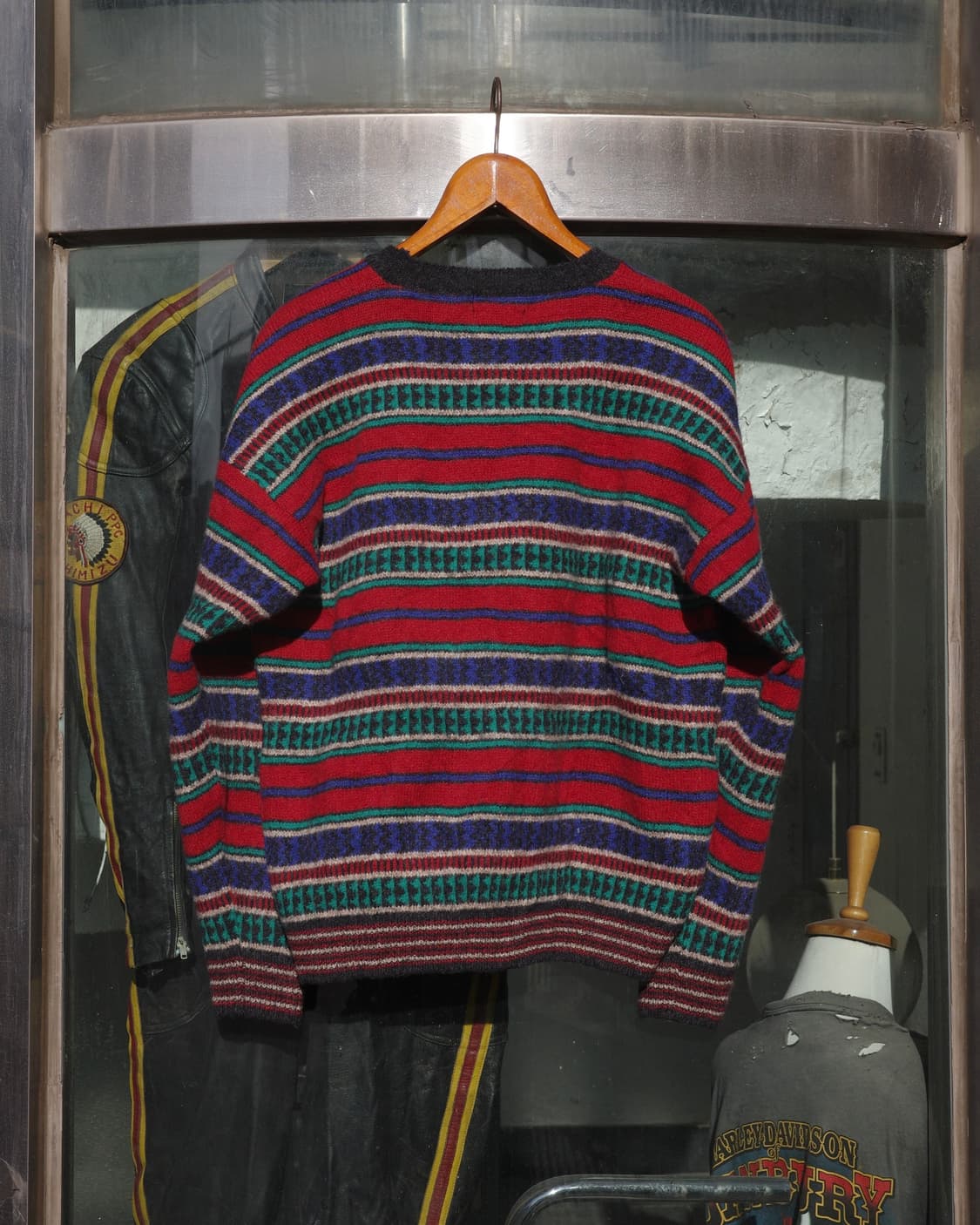 80s 셰틀랜드 램스울 페어아일 패턴 니트 상품이미지4