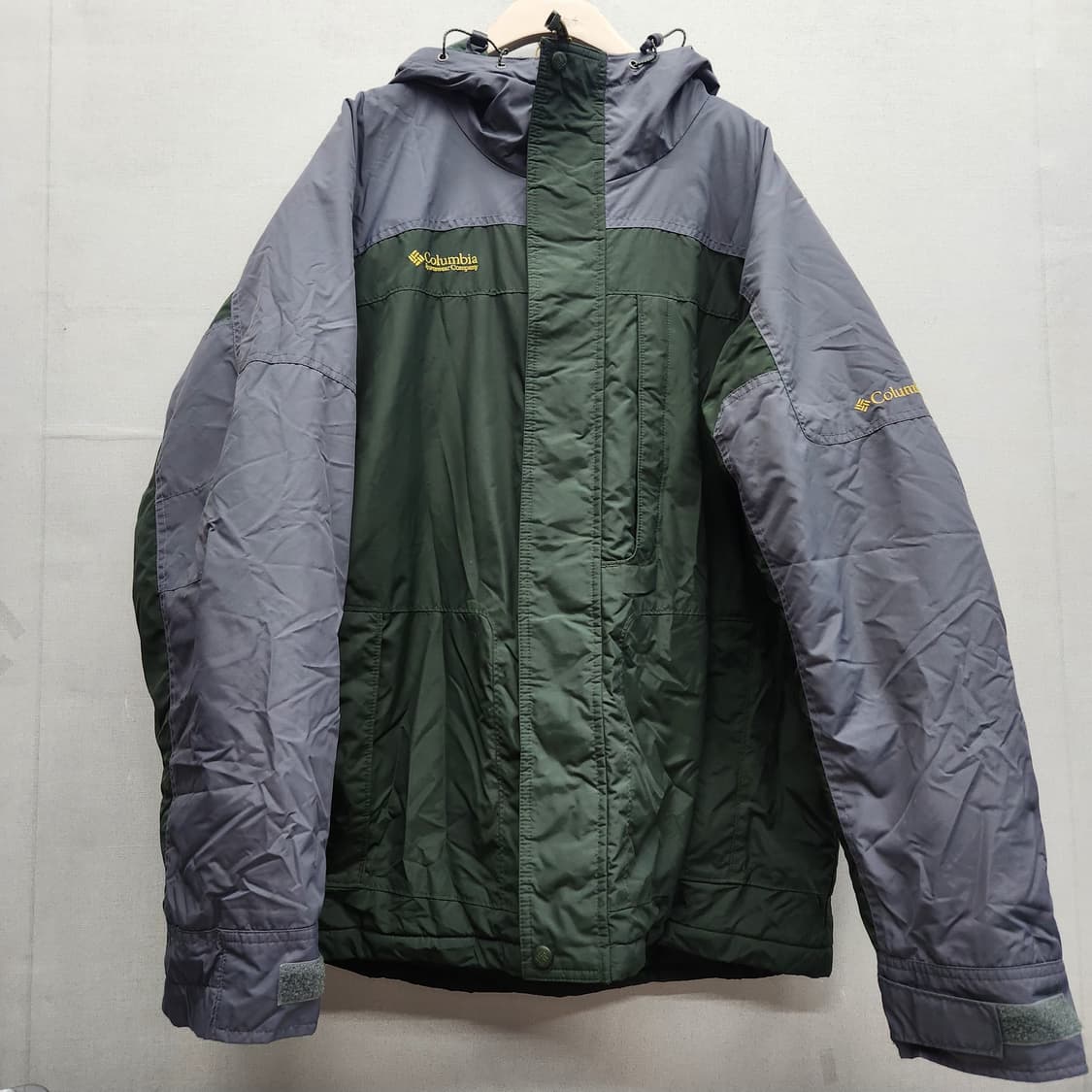 콜롬비아 로고 컬러배색 후드 바람막이 투웨이 스트링 자켓 L(2XL) 상품이미지1