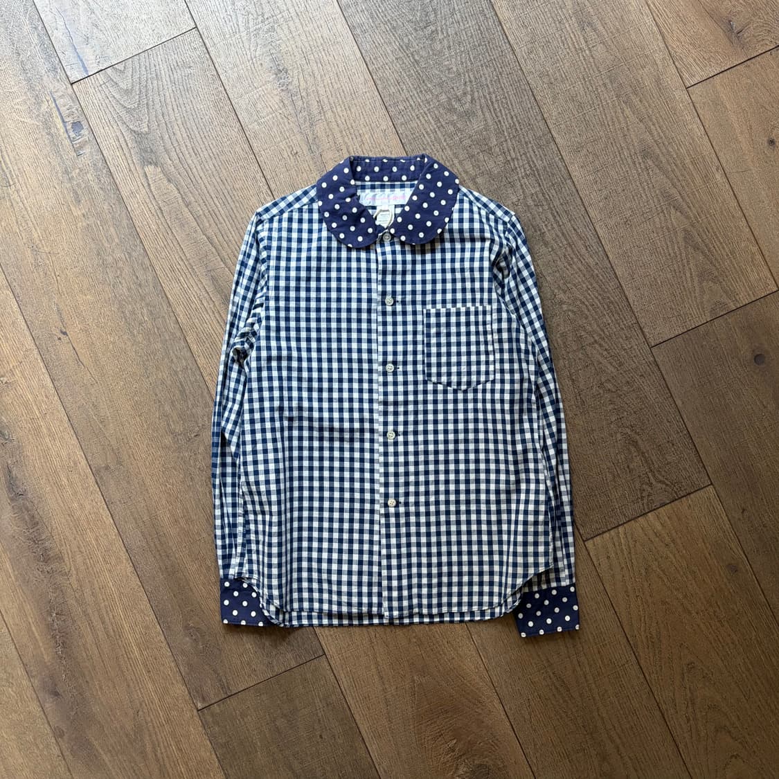 Dot Collar Check Blouse 상품이미지1