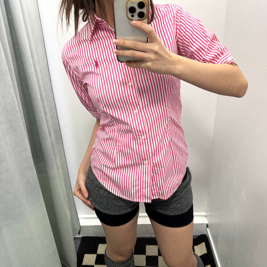 랄프로렌 스포츠 핑크 스트라이프 반팔셔츠 상품이미지1