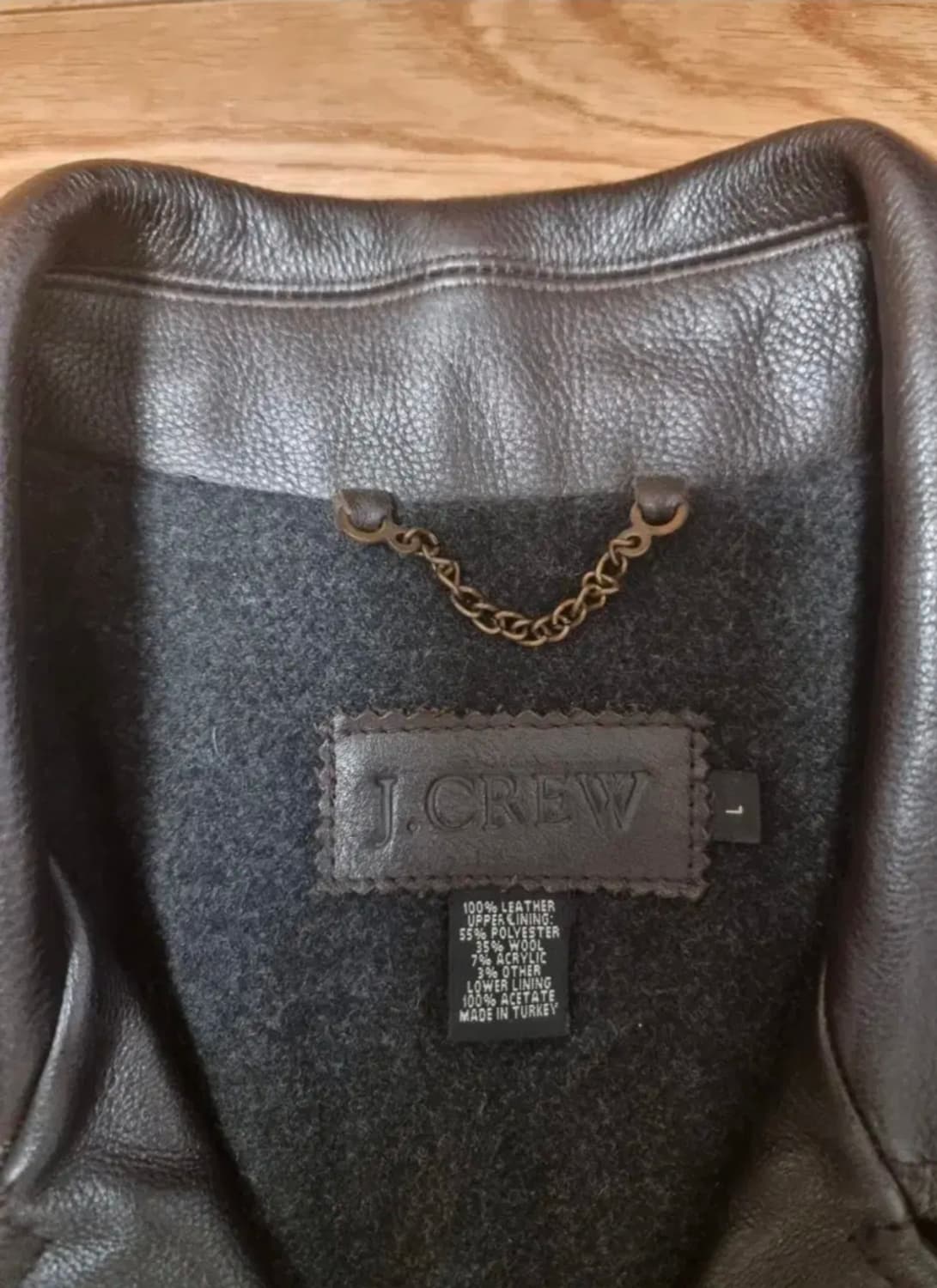 90's J.CREW 다크브라운 레더 카코트 L사이즈 상품이미지3