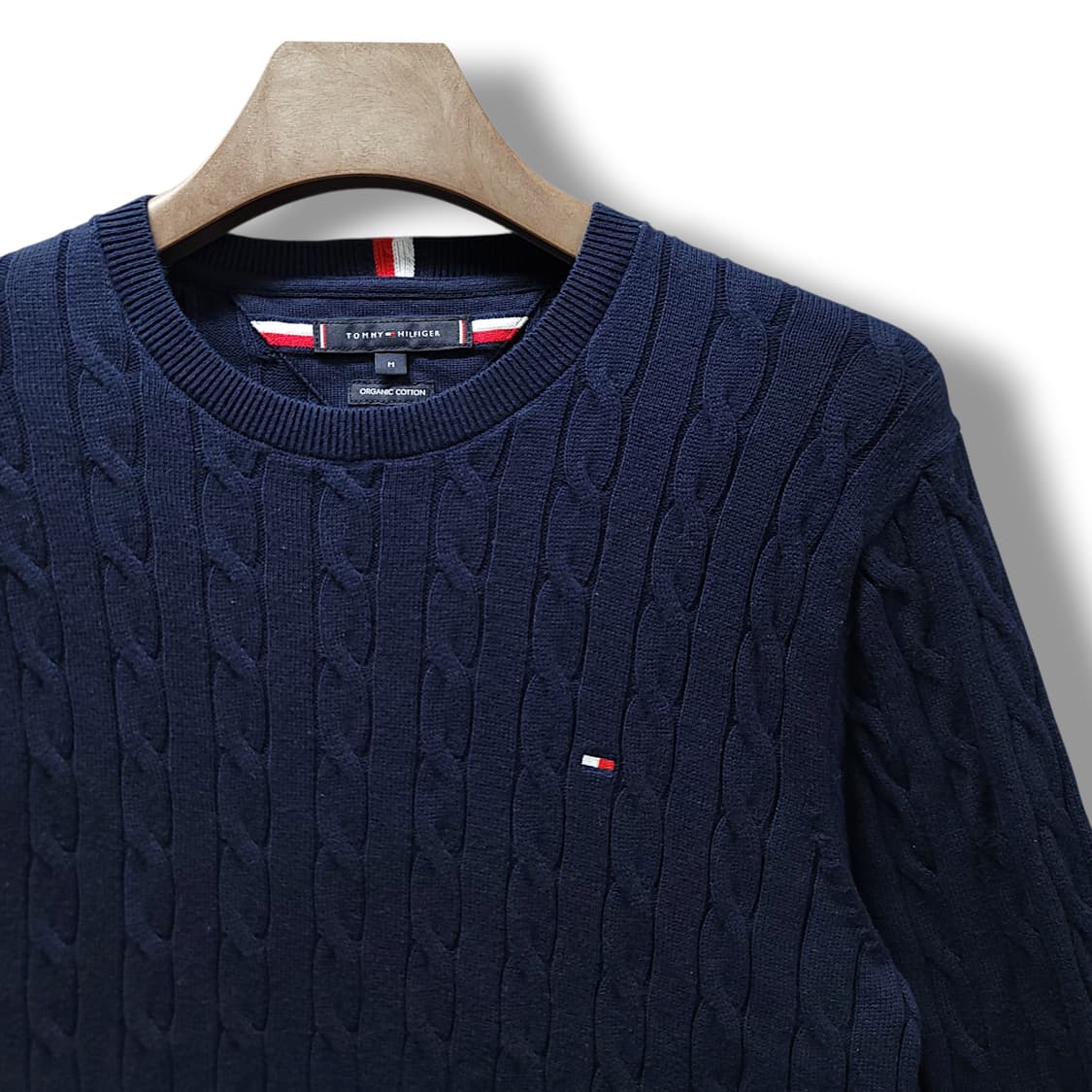 [M] 타미힐피거 네이비 오가닉코튼 케이블 니트 상품이미지4