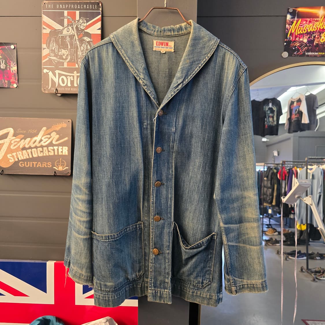 60s to 70s EDWIN커버올 자켓 워크 자켓 빈티지 데님 자켓 상품이미지1