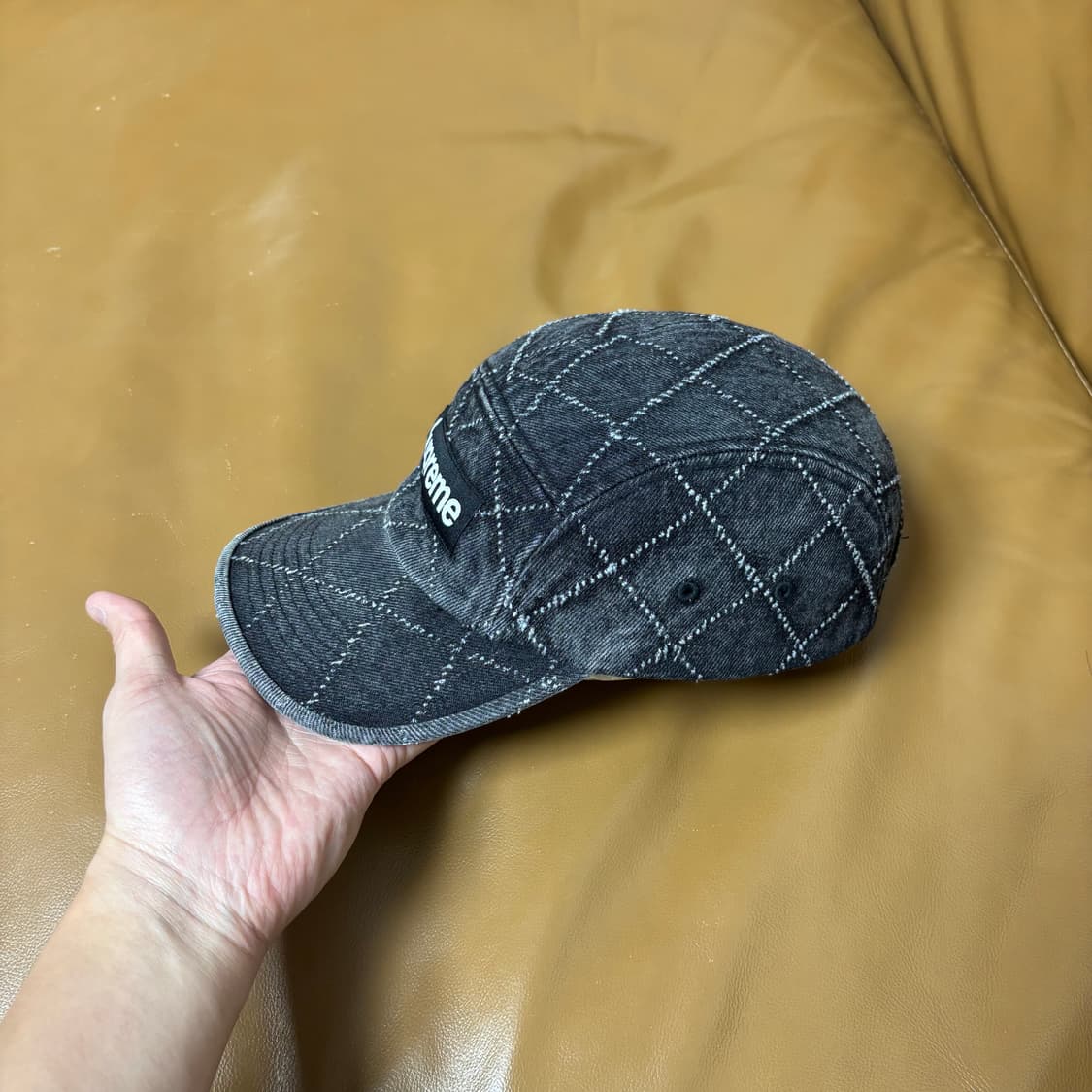 슈프림 캠프캡 모자 박스로고 23FW 펀치드 데님 블랙 상품이미지4