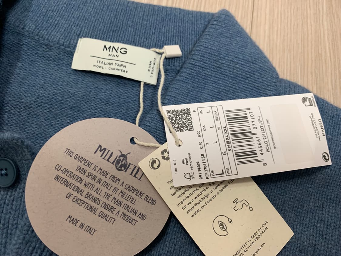 MANGO 망고 이태리 울 캐시미어 니트 배색 폴로 셔츠 상품이미지10