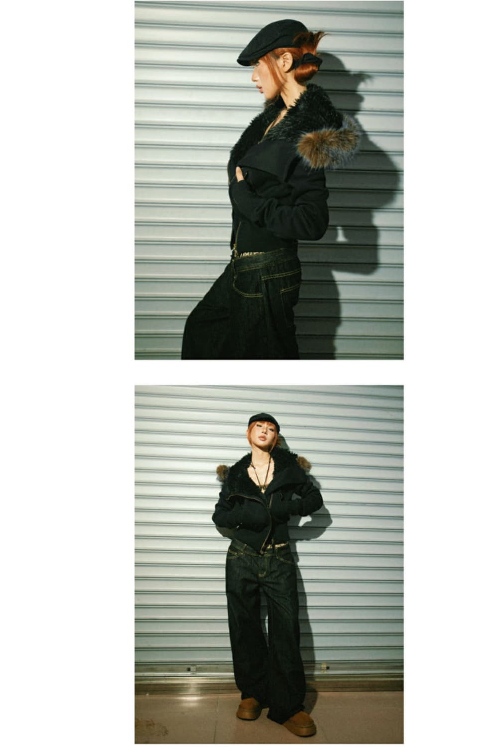 YOUNG STAGE 퍼 슬랜티드 후드 스웨트셔츠 집업 상품이미지3