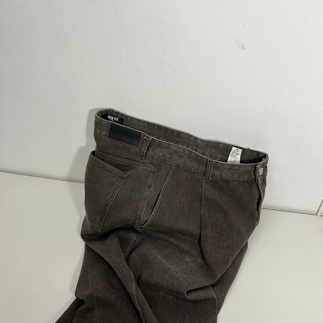 XL 드로우핏 하이웨스트 워턱 빈티지브라운 데님팬츠 상품이미지1