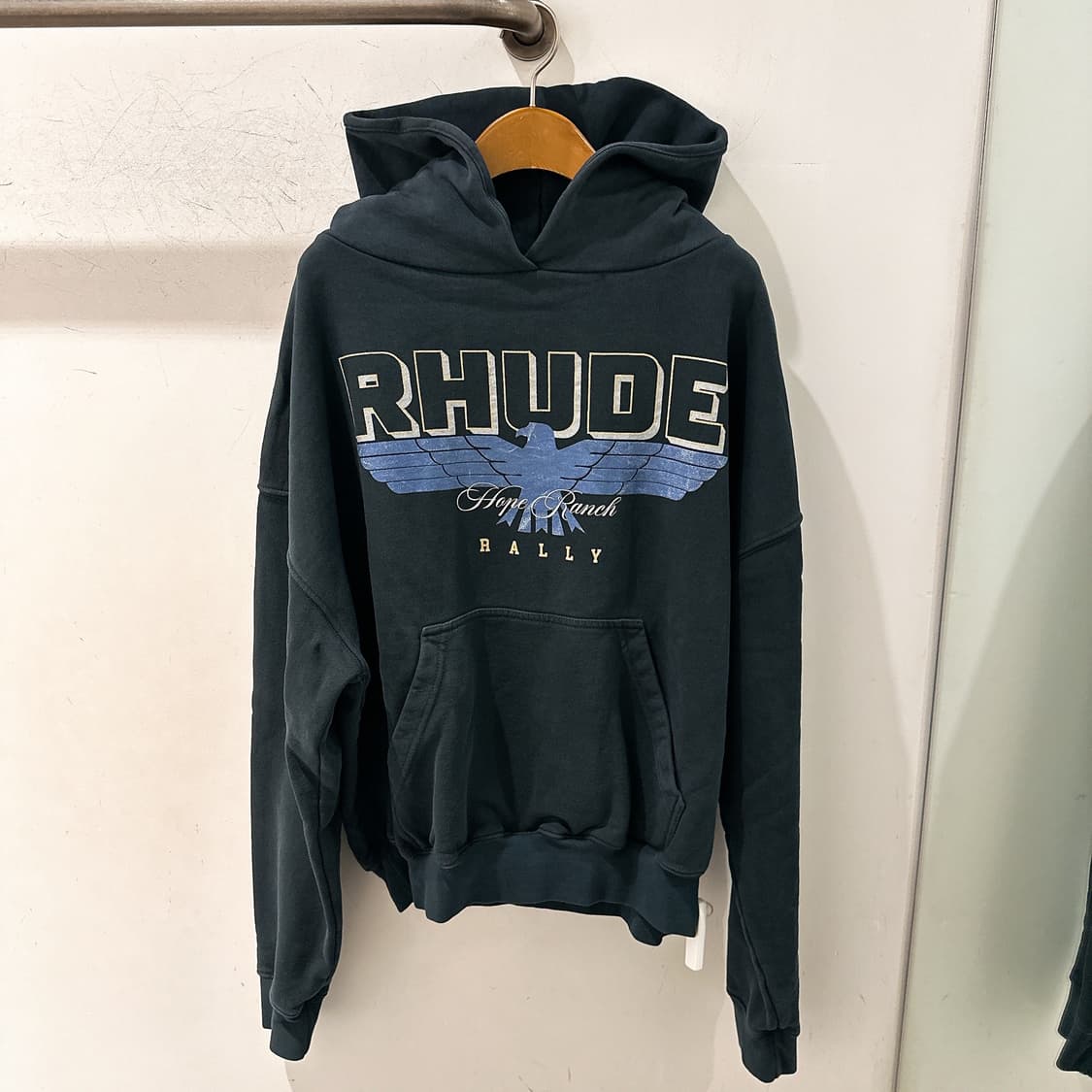 (정품/새상품) RHUDE 루드 남성 빈티지 블랙 로고 후드 상품이미지1