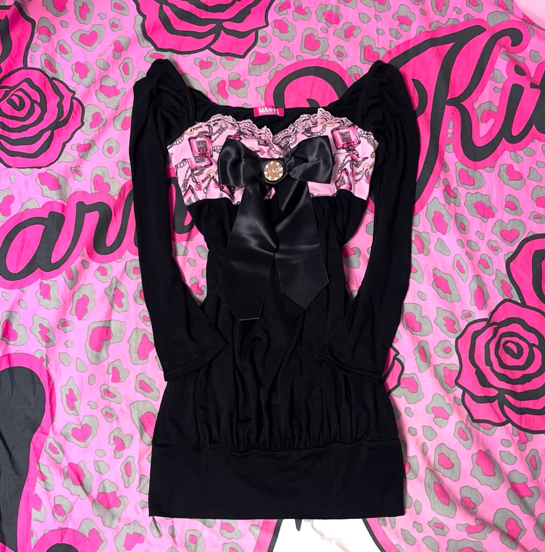 MA*RS마즈 블랙핑크 프릴레이스 퍼퓸 리본원피스 히메오네갸루 핀터00s 상품이미지1