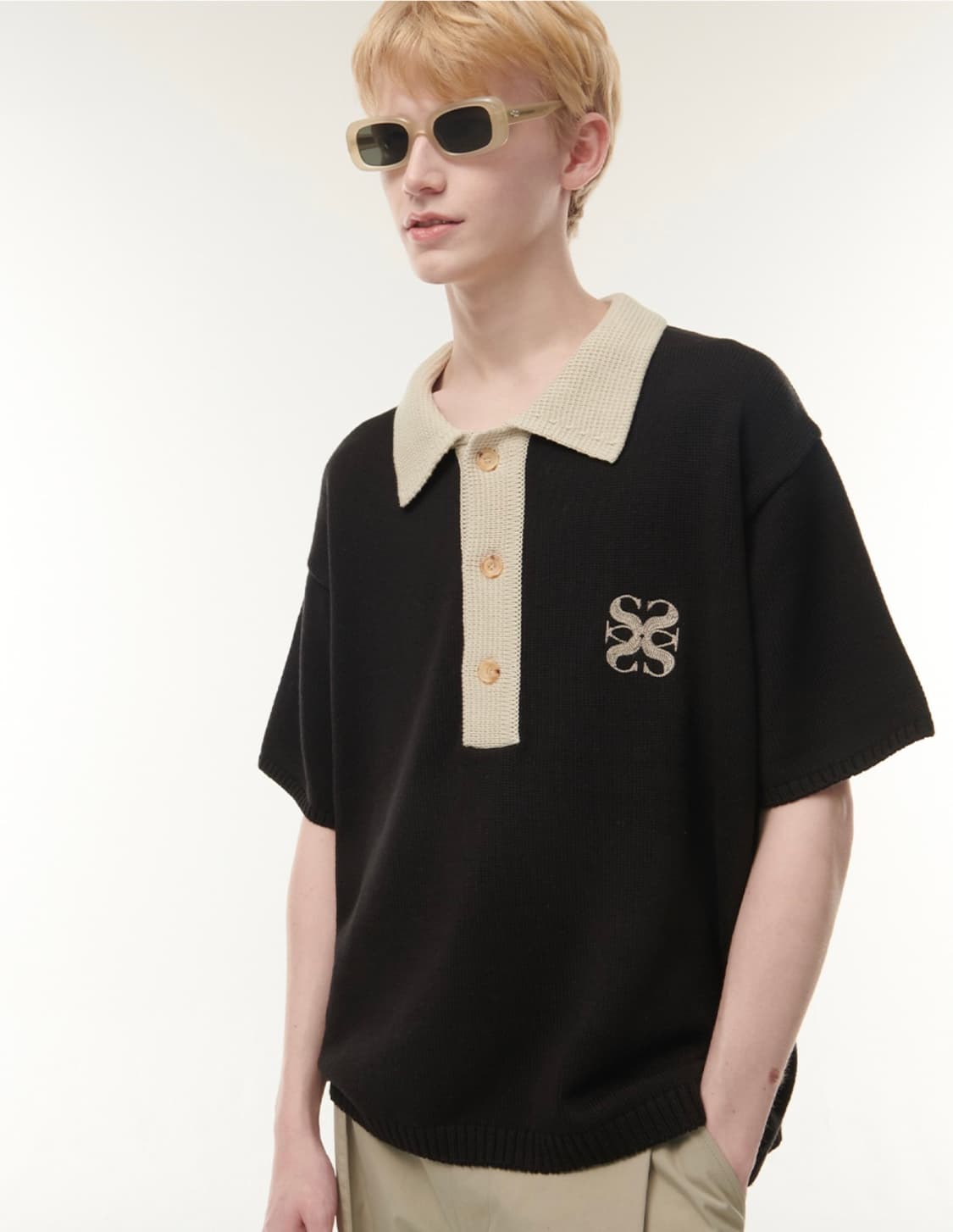 세터 나폴리 소프트 코튼 폴로 니트 리조트 반팔 피케 카라 니트 블랙 M 상품이미지1