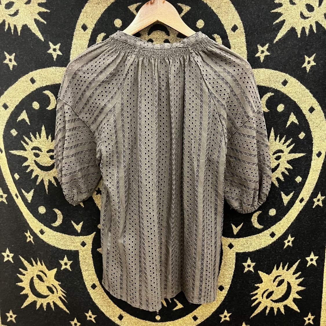 빈티지 오리엔탈 코지 모리 펀칭 태슬 퍼프 반팔 블라우스 K0121 상품이미지4