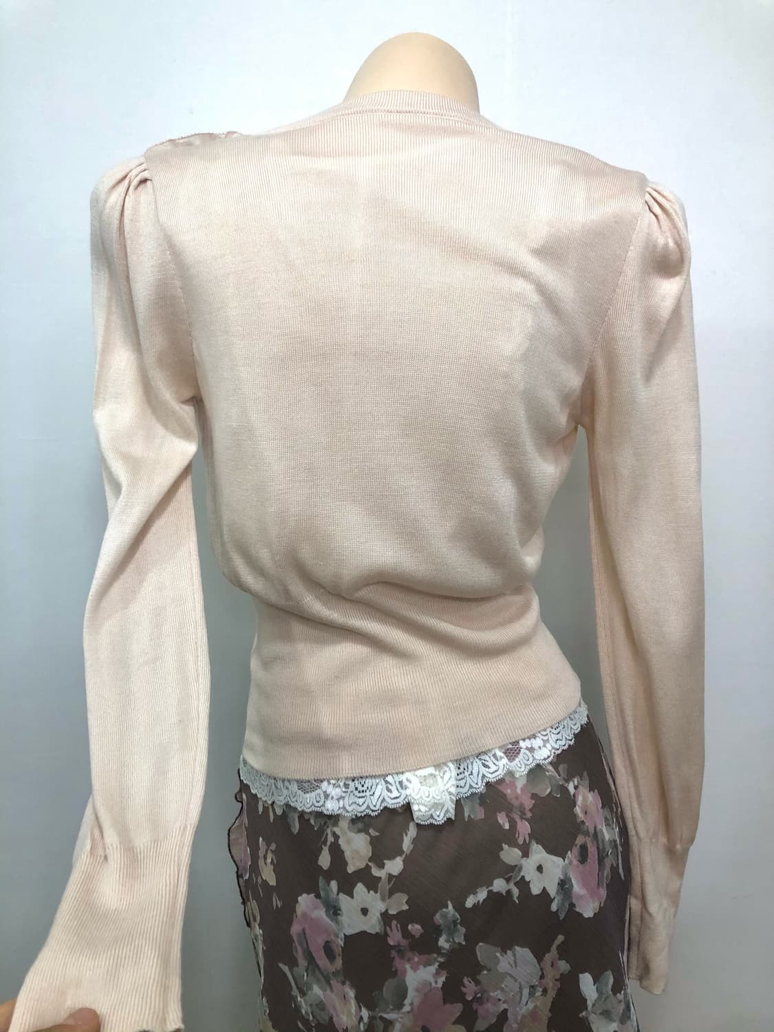 soft pink lace detail ribbon cardigan  상품이미지4