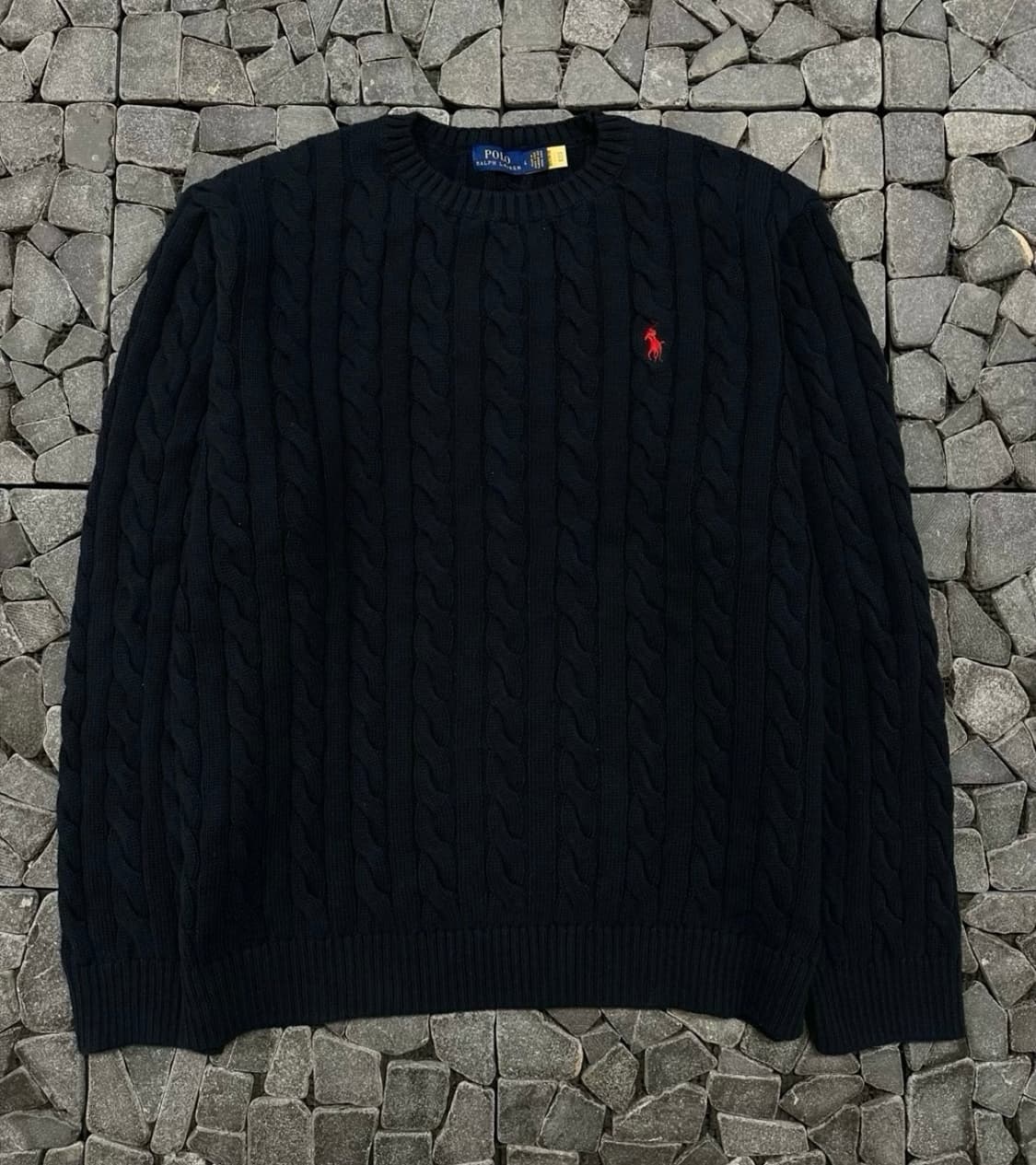 폴로 네이비 피마 코튼 케이블 니트 L 상품이미지1