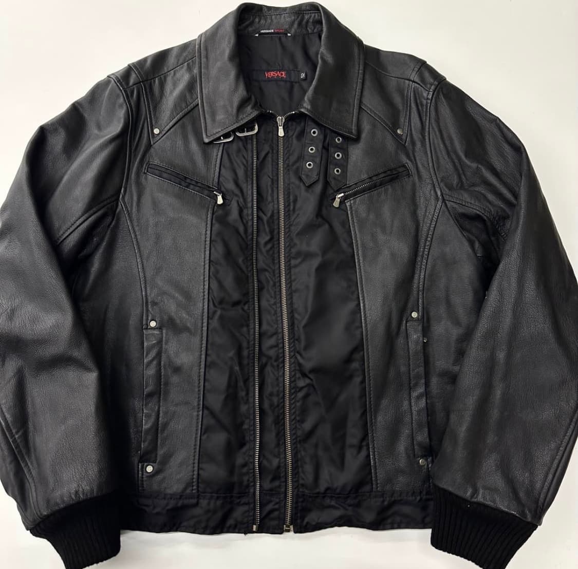 베르사체 스포츠 디테일 레더 디테일 바이커 자켓 상품이미지1