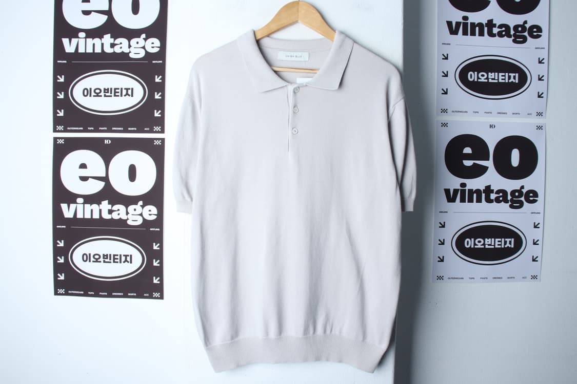 (L-XL) 유니온블루 반팔 카라 티셔츠 니트 라이트그레이-H32064 상품이미지2