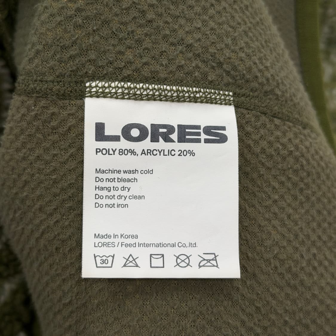LORES 로어스 컨투어 플리스 후리스 자켓 올리브그린 카키 L 상품이미지7