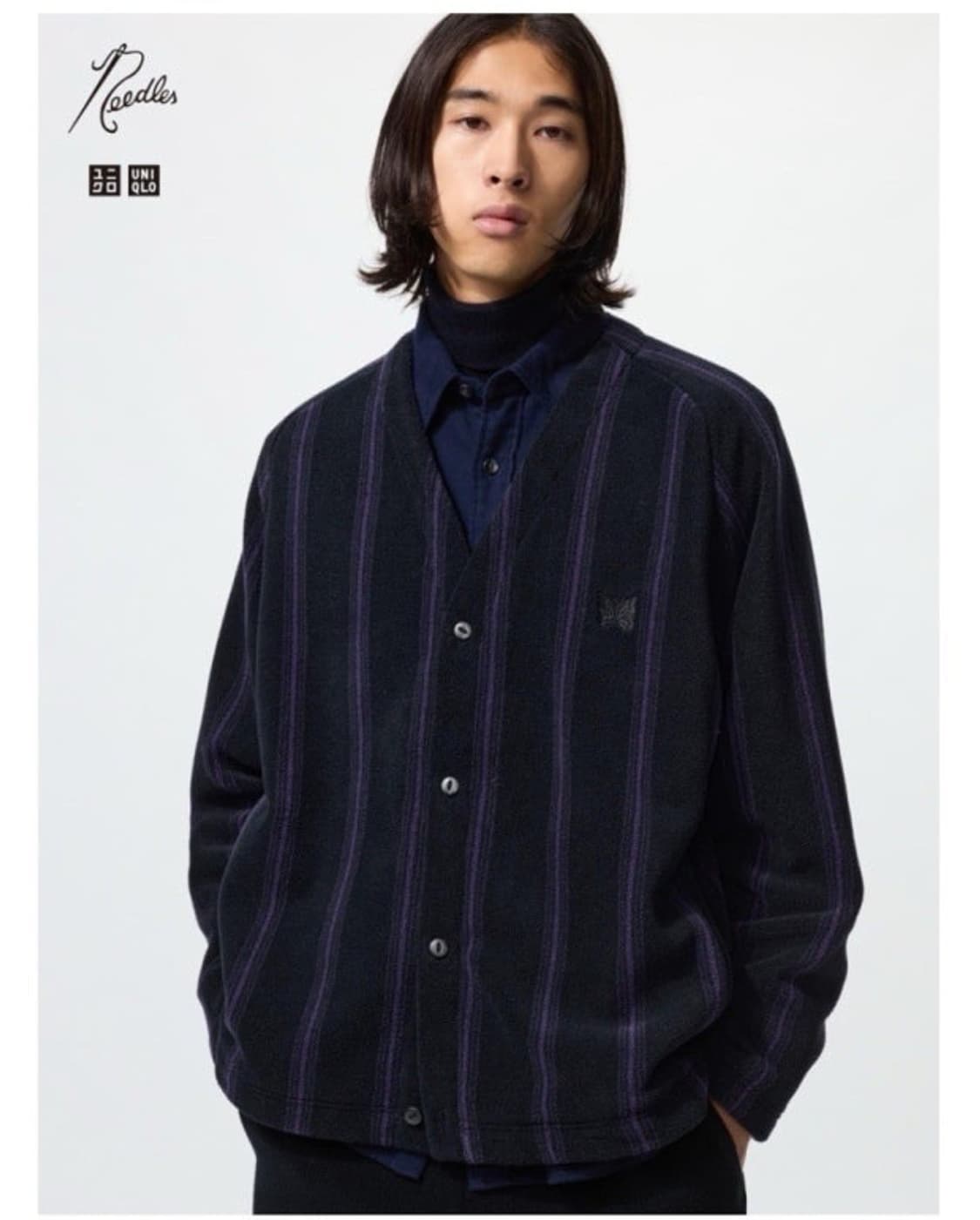 유니클로 니들스 후리스 오버사이즈 가디건 퍼플 상품이미지1