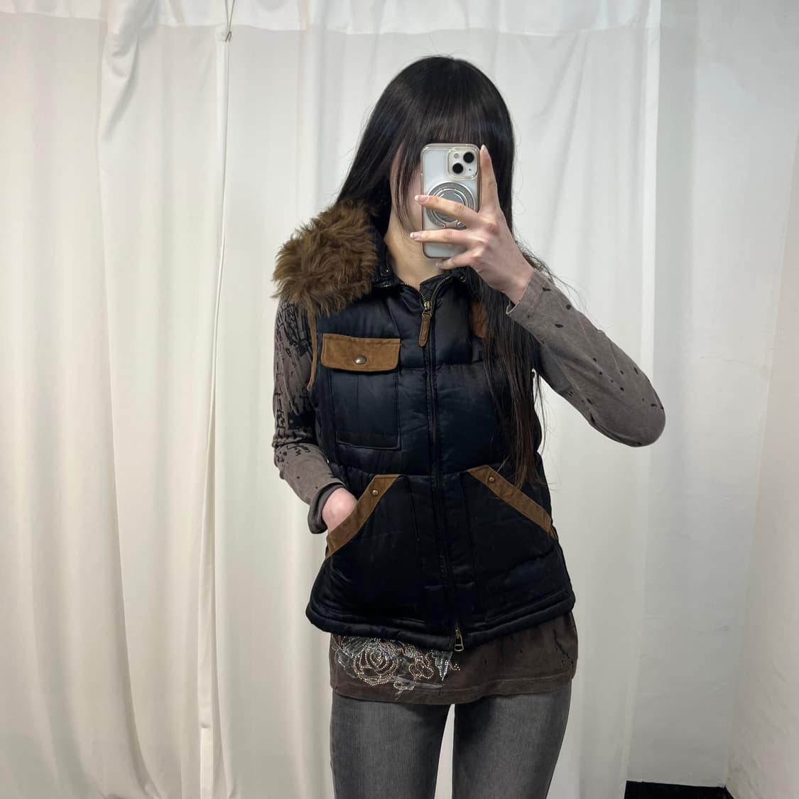 Polo Fur Collar Quilted Vest 상품이미지2