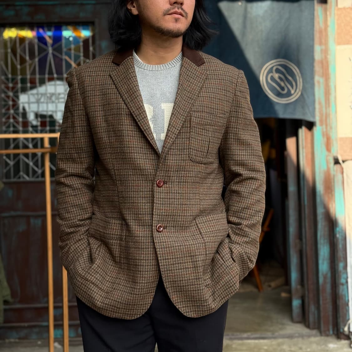 라코스테 건클럽 엘보우 패치 트위드 자켓 100 상품이미지7