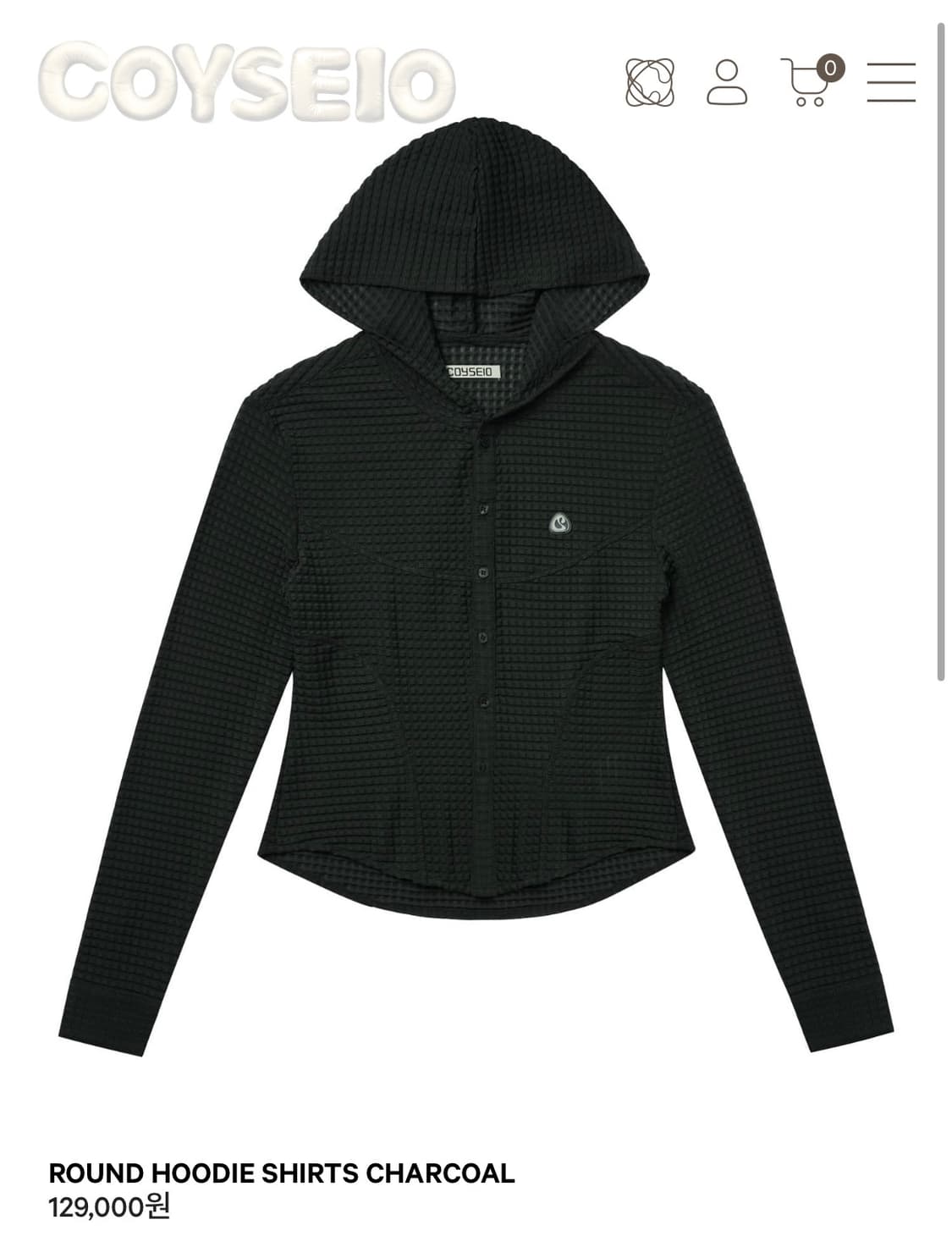 코이세이오 라운드 후디 셔츠 차콜 상품이미지1